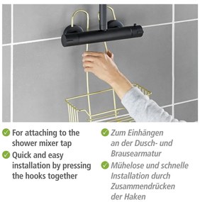 Závesná kúpeľňová polička z nehrdzavejúcej ocele v zlatej farbe Milo – Wenko