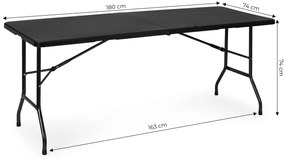 Cateringový stolík 180 cm skladaný, čierny Modern home