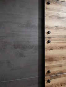 Šatník s posuvnými dverami Dover, 270 cm, zrubová doska / tmavý betón
