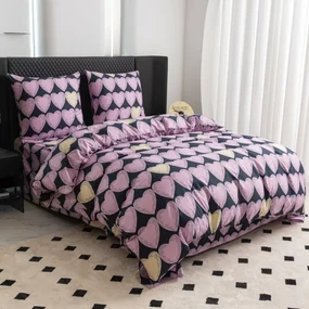 Obliečky z mikrovlákna VIOLET HEARTS svetlo fialové Rozmer obliečky: 2 ks 70 x 80 cm | 160 x 200 cm