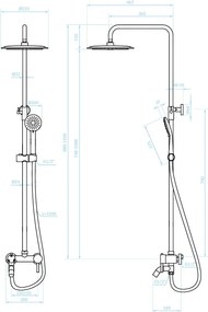 Kuchinox Nortes, nástenný sprchový stĺp s batériou, chrómová, LAV-PKN_00OB