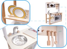 KIK LULILO Detská drevená kuchynka MDF KUKETO s príslušenstvom - kuchynská linka pre deti