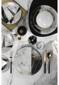 24-dielna jedálenská súprava, čierna/biela/zlatá, porcelán