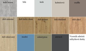 Detská poschodová posteľ z masívu borovice GASPAR so šuplíkmi a regálom - 200x90 cm - biela/dub shetland