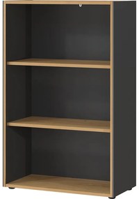 Knižnica v dekore duba v antracitovo-prírodnej farbe 75x120x40 cm Podium – Germania
