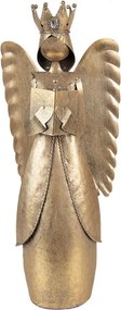 Zlatá antik kovová dekorácia anjel Christmas Angel - 17*10*39 cm