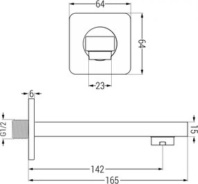 Mexen Cube DR02 podomietkový vaňový a sprchový set s hlavovou sprchou 30x30 cm (7v1), grafitová, 77503DR0230-66