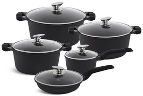 10 kusový set hrncov - matná čierna