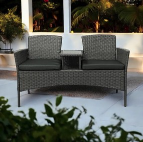 Záhradný ratanový set NM-03 - sivý + sivé vankúše