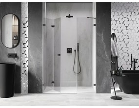 Mexen Lunar-F, skladacie ľavé sprchové dvere 150 cm, 8mm číre sklo, grafitový profil, 836S-150-050-95-00-L