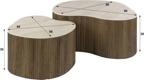 Konferenčný stôl 57-01T Ceramo 2-set 3D ceramik Travertine  - Komfort-nábytok