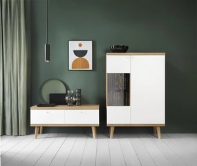 Vitrína Primo 90 cm dub Riviéra/bílá