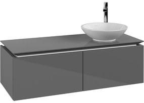 VILLEROY &amp; BOCH Legato závesná skrinka pod umývadlo na dosku (umývadlo vpravo), 2 zásuvky, 1200 x 500 x 380 mm, Glossy Grey, B58100FP
