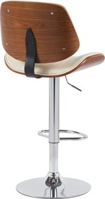 Barová stolička Clawson - koženka, chróm rám - orech/krém