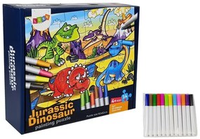 LEAN TOYS Detské puzzle pre najmenších Dinosaury na maľovanie 24 dielikov