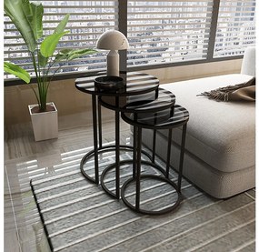 SADA 3x Odkladací stolík ALYA pr. 34/42/50 cm čierna