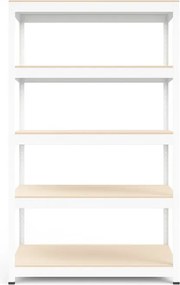 Regál 180x90x40 cm lakovaný 5-policový, nosnosť 875 kg - biely
