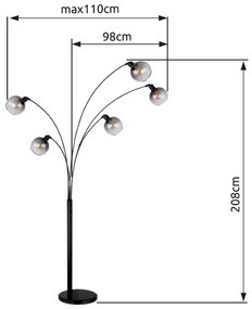 Globo 58228NBS - Stojacia lampa SEYMOUR 5xE27/40W/230V dymová