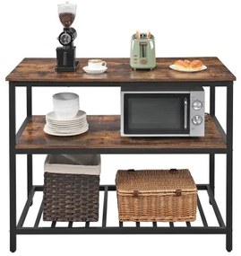 Policový regál do kuchyne MARGE hnedá/čierna