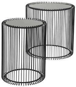 Wire set príručných stolíkov čierny Ø44 cm