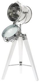 Dekorstudio Podlahová lampa TRIPOD na bielej trojnožke s chrómovaným tienidlom