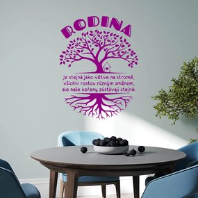 Veselá Stena Samolepka na stenu na stenu Rodina s koreňmi Farba: fialová, Veľkosť: 80 x 60 cm