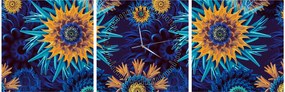 Obraz - 3D kvety (s hodinami) (90x30 cm)