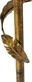Zlatá stojaca lampa s tienidlom s dizajnom listov a zlatým interiérom 50 cm - Linden
