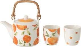 Čajová sada s kanvičkou a 2 hrnčekmi Casa Naranja - 16*11*12 cm / 600 ml