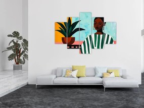 Obraz - Žena s kvetinou (150x105 cm)