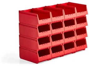 Plastové boxy AJ 9000, séria-73, 350x206x155 mm, 16 ks, červená