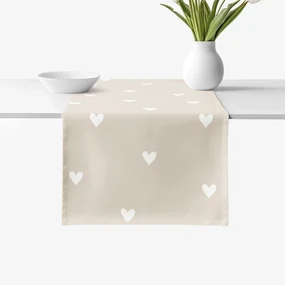 Goldea behúň na stôl 100% bavlnené plátno - srdiečka na latte 35x120 cm