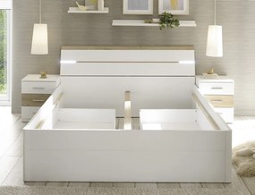 Posteľ s nočnými stolíkmi Kiara 180x200 cm, biela/dub baysen