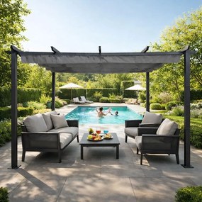 Zahradní pergola s posuvným střešním systémem Zenia 3x4 m šedá