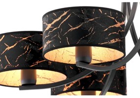 Jupiter 2108- Luster na reťazi ARTHUR 6xE27/15W/230V čierna/oranžová/mramorový dekor