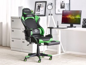 Kancelárska čierno-zelená stolička s nastaviteľnou výškou VICTORY Beliani