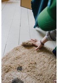 Béžový prateľný ručne tkaný bavlnený detský koberec 120x122 cm Bear – Lorena Canals
