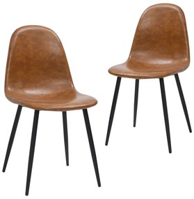 Jedálenské stoličky 2 ks 45x53,5x83cm, lesklé hnedé, umelá koža 325639