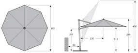 Derby RAVENNA 4 m - veľký záhradný slnečník s bočnou tyčou : Barvy slunečníků - 820