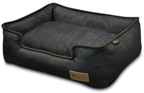 Tmavomodrý pelech pre psa 80x60 cm Lounge Bed Denim Medieval Blue / Dark Chocolate M – P.L.A.Y.