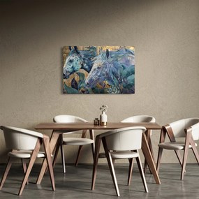 Obraz - Kone so zlatým pozadím (90x60 cm)
