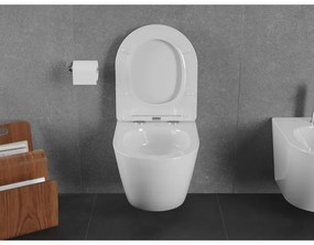 Mexen Lena, závesná WC misa 490x360x340 mm, Rimless Tornádo + toaletné WC sedadlo z duroplastu, biela lesklá, 30220400T