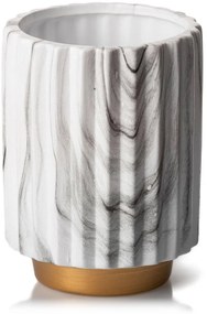 KERAMICKÝ KVETINÁČ BLUM MARBELING GOLD 16X12 CM BIELA/ZLATÁ