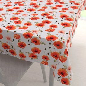 Biante Teflónový obdĺžnikový obrus TF-133 Červenooranžové vlčie maky na bielom 140x220 cm