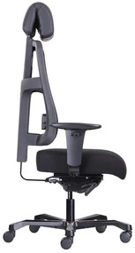 Záťažová ergonomická stolička BOSTON 24/7 — látka, čierna, nosnosť 200 kg
