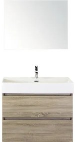 Kúpeľňový nábytkový set Maxx XL 80 cm s keramickým umývadlom a zrkadlom dub sivý