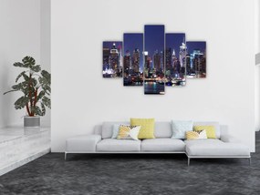 Obraz - Osvetlené New Yorské mrakodrapy (150x105 cm)