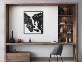 drevko 3D obraz na stenu Lev a zebra Rozmer obrazu: 38 x 32,5 cm, Farba dekorácie: Čierna