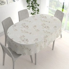 Biante Bavlnený oválny obrus Sandra SA-681 Eukalyptové listy na svetlom pastelovo zelenom 50x100 cm