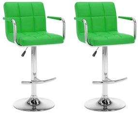 Barové stoličky 2 ks, zelené, umelá koža